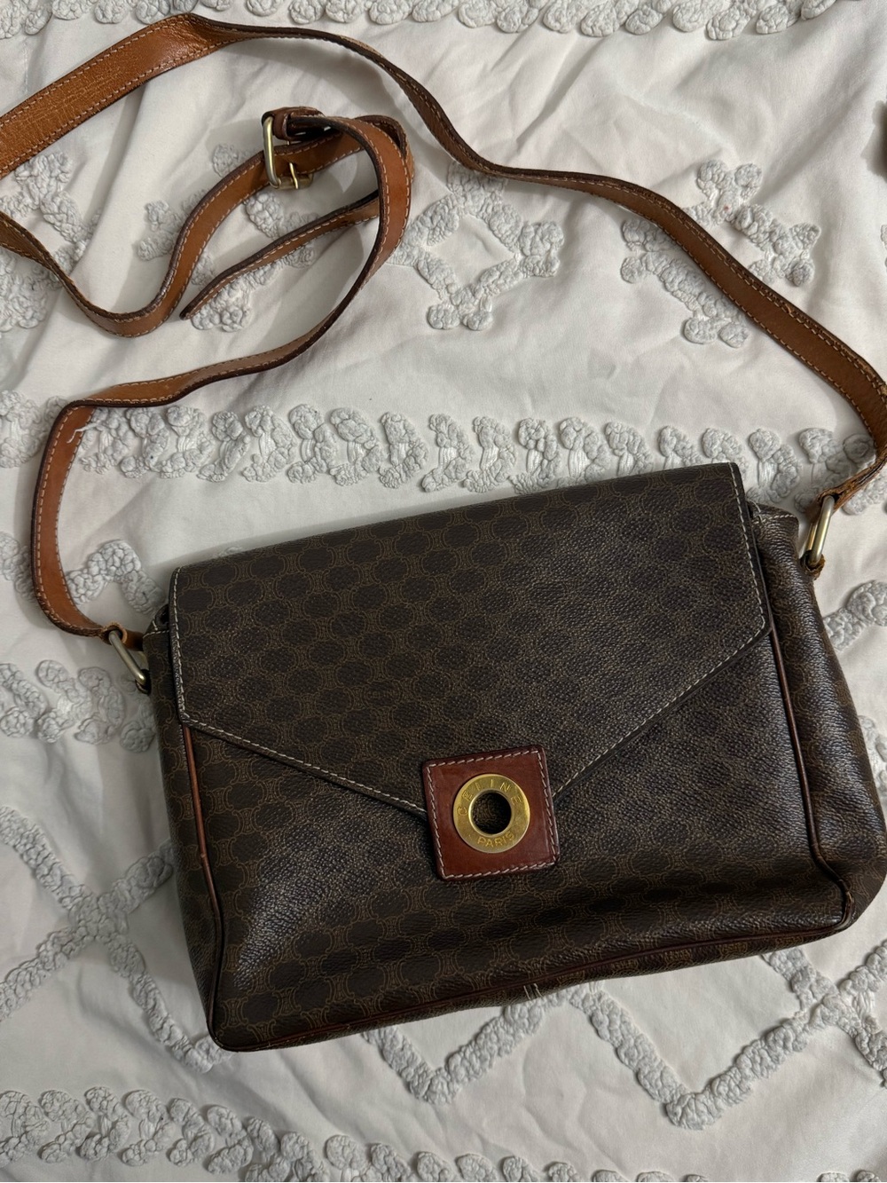 CELINE Vintage Brown Crossbody Bag